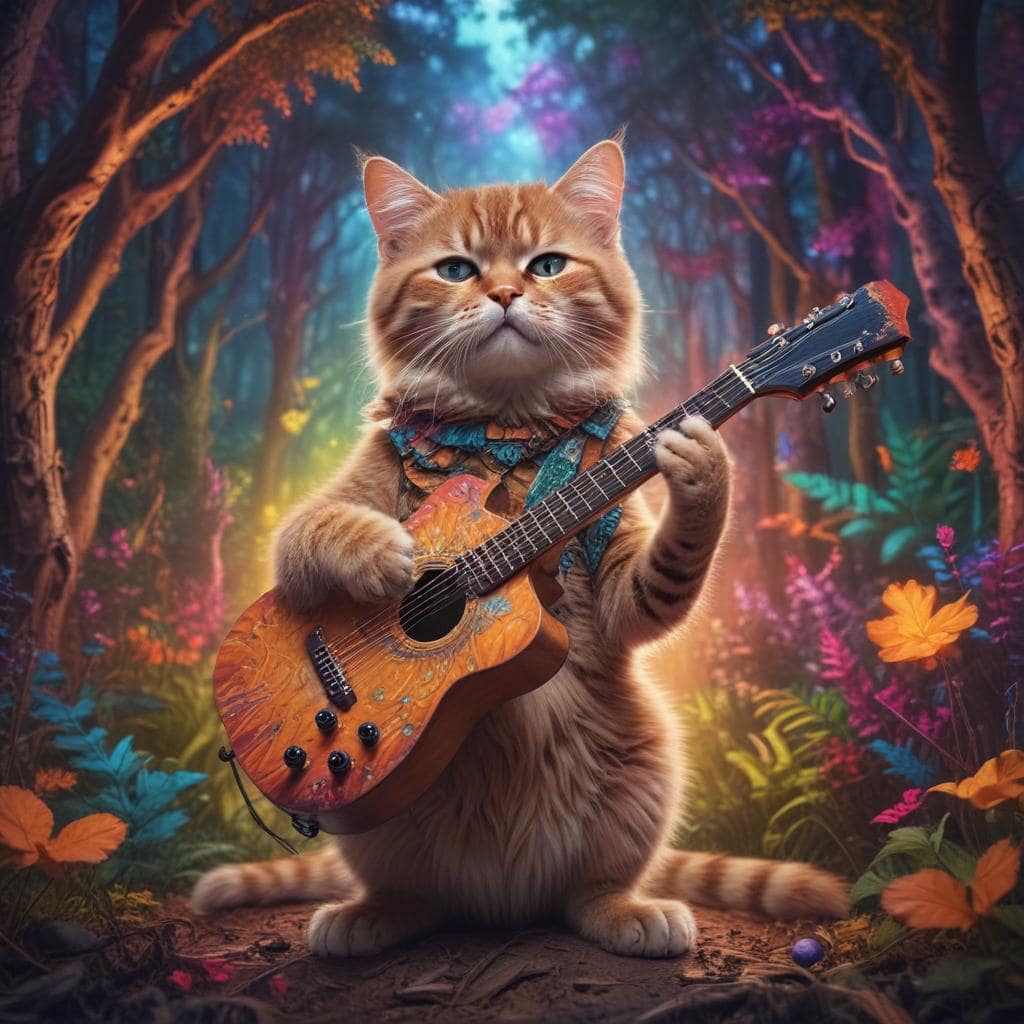 AI-generated psychedelic style cat image